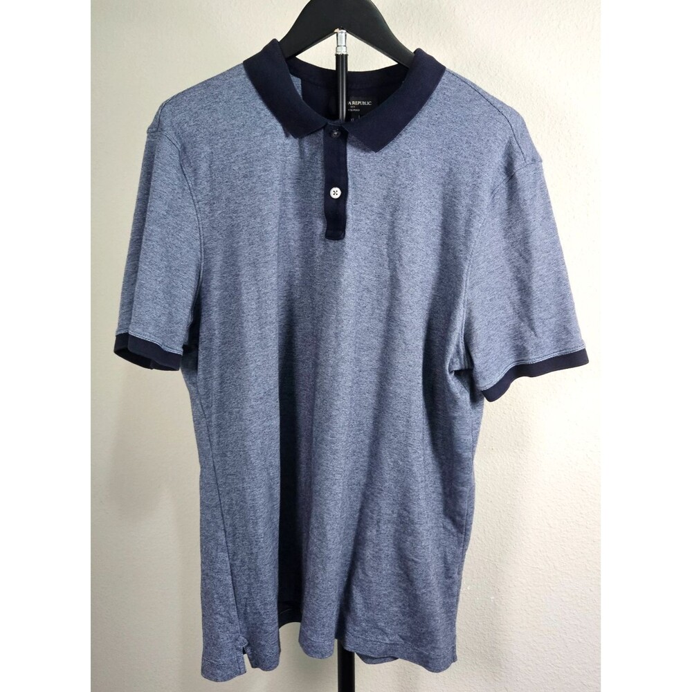 Banana Republic Dress Polo Shirt Mens XL Blue Heather 100% Cotton Short Sleeve